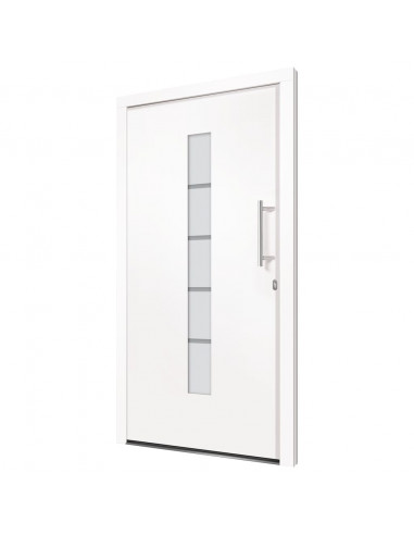 Porta d'Ingresso in Alluminio e PVC Bianco 100x210 cm