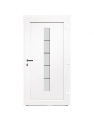 Porta d'Ingresso in Alluminio e PVC Bianco 100x210 cm