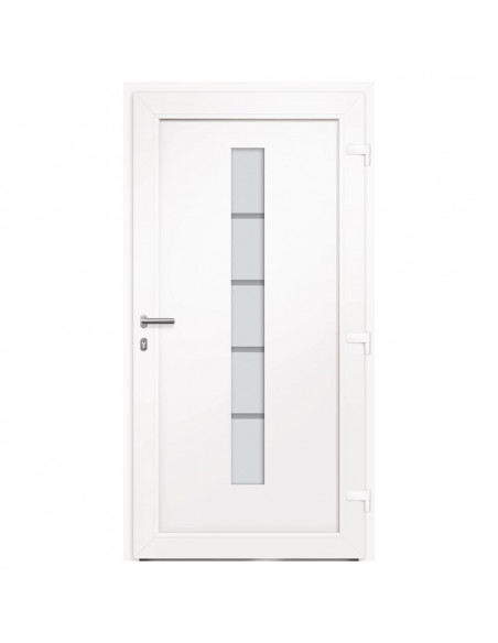 Porta d'Ingresso in Alluminio e PVC Bianco 100x210 cm