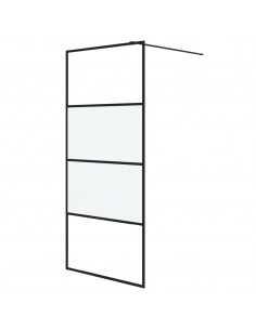 Parete Doccia Walk in Nera 90x195 cm Vetro Semi Smerigliato ESG 2