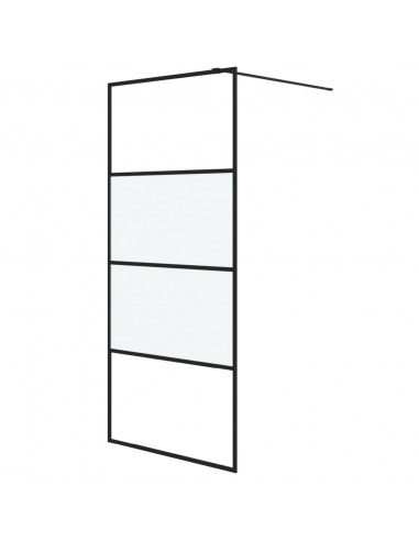Parete Doccia Walk in Nera 90x195 cm Vetro Semi Smerigliato ESG