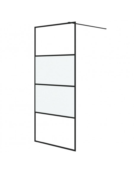 Parete Doccia Walk in Nera 90x195 cm Vetro Semi Smerigliato ESG
