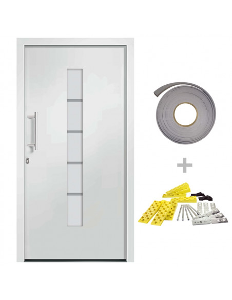 Porta d'Ingresso in Alluminio e PVC Bianco 100x200 cm