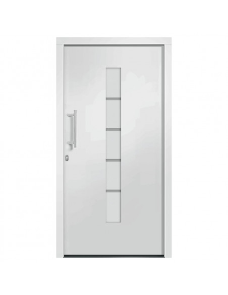 Porta d'Ingresso in Alluminio e PVC Bianco 100x200 cm