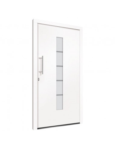 Porta d'Ingresso in Alluminio e PVC Bianco 100x200 cm