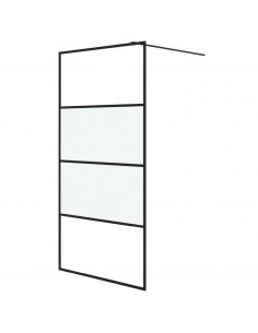 Parete Doccia Walk in Nera 100x195cm Vetro Semi Smerigliato ESG 2