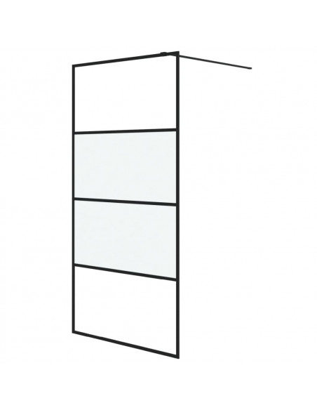 Parete Doccia Walk in Nera 100x195cm Vetro Semi Smerigliato ESG