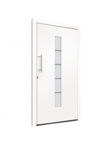 Porta d'Ingresso in Alluminio e PVC Bianco 110x210 cm