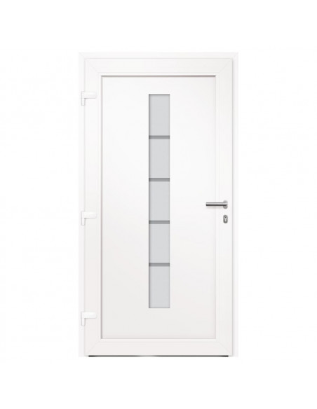 Porta d'Ingresso in Alluminio e PVC Bianco 110x210 cm