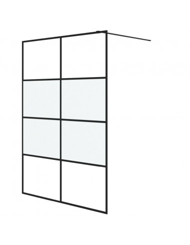 Parete Doccia Walk in Nera 140x195cm Vetro Semi Smerigliato ESG