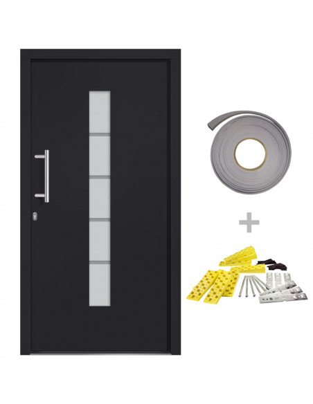 Porta d'Ingresso in Alluminio e PVC Antracite 100x200 cm