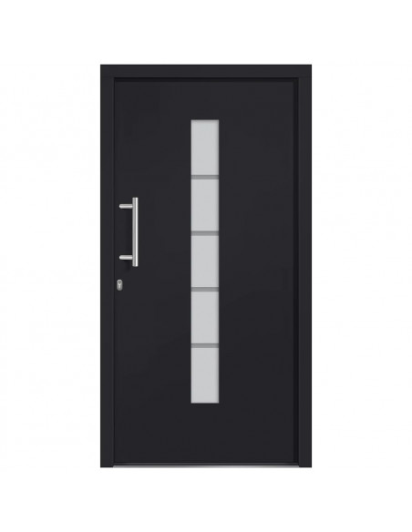 Porta d'Ingresso in Alluminio e PVC Antracite 100x200 cm