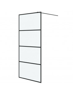 Parete Doccia Walk in Nera 90x195 cm Vetro Smerigliato ESG 2
