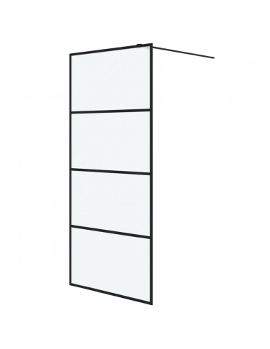 Parete Doccia Walk in Nera 90x195 cm Vetro Smerigliato ESG