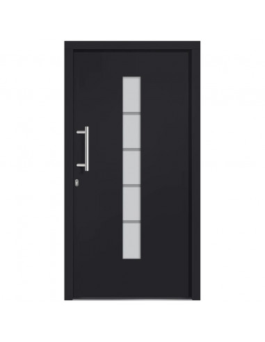 Porta d'Ingresso in Alluminio e PVC Antracite 110x210 cm