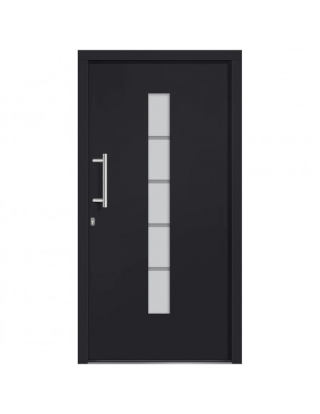 Porta d'Ingresso in Alluminio e PVC Antracite 110x210 cm