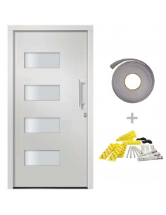 Porta d'Ingresso in Alluminio e PVC Bianco 100x200 cm 2