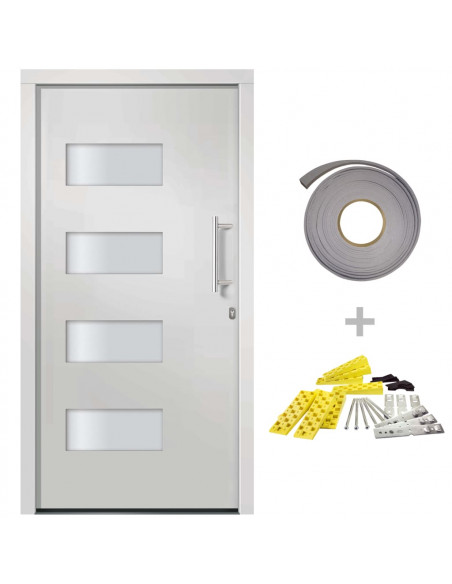 Porta d'Ingresso in Alluminio e PVC Bianco 100x200 cm