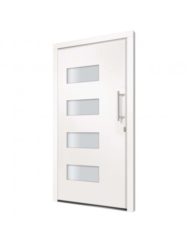 Porta d'Ingresso in Alluminio e PVC Bianco 100x200 cm