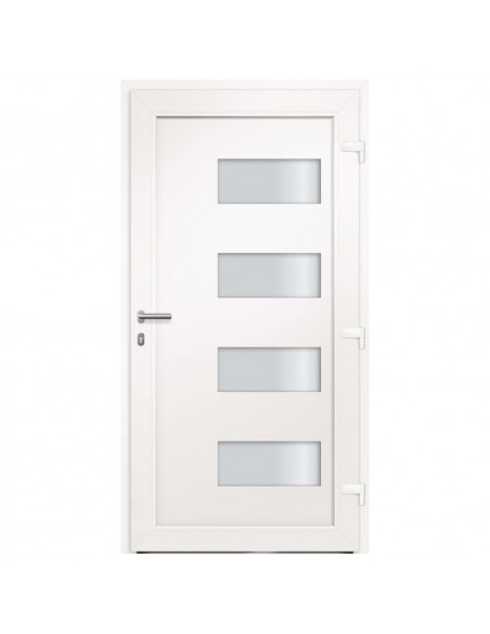 Porta d'Ingresso in Alluminio e PVC Bianco 100x200 cm