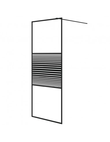 Parete Doccia Walk in Nera 80x195 cm in Vetro Trasparente ESG