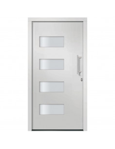 Porta d'Ingresso in Alluminio e PVC Bianco 100x210 cm 2