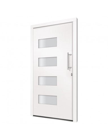Porta d'Ingresso in Alluminio e PVC Bianco 100x210 cm