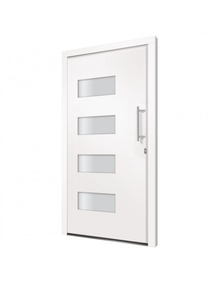 Porta d'Ingresso in Alluminio e PVC Bianco 100x210 cm