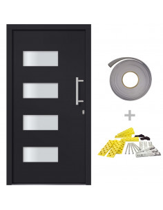 Porta d'Ingresso in Alluminio e PVC Antracite 100x210 cm 2