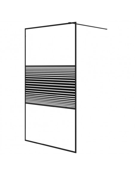 Parete Doccia Walk in Nero 115x195 cm Vetro Trasparente ESG