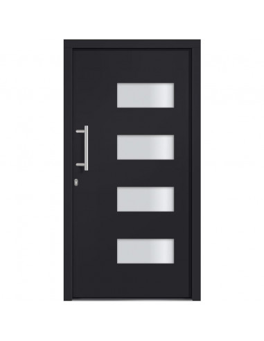 Porta d'Ingresso in Alluminio e PVC Antracite 110x210 cm