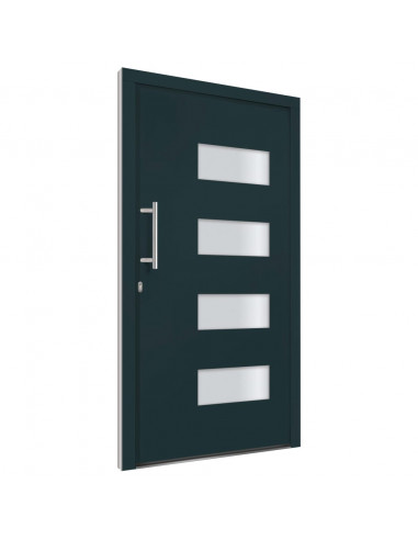 Porta d'Ingresso in Alluminio e PVC Antracite 110x210 cm