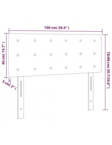 Testiera Cappuccino a LED 100x5x78/88 cm in Similpelle