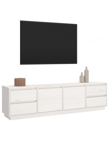 Mobile Porta TV Bianco 176x37x47,5 cm in Legno Massello di Pino