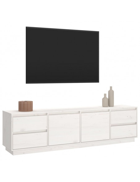 Mobile Porta TV Bianco 176x37x47,5 cm in Legno Massello di Pino