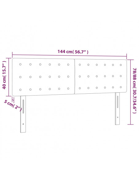 Testiera Cappuccino a LED 144x5x78/88 cm in Similpelle