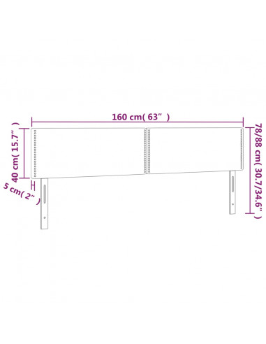 Testiera Cappuccino a LED 160x5x78/88 cm in Similpelle