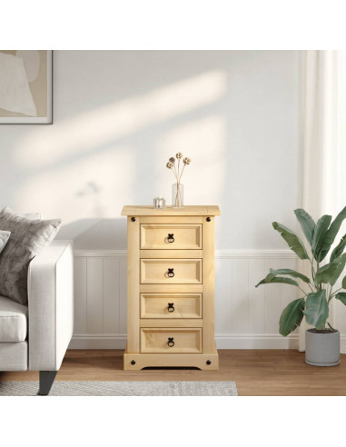 Comodino Corona 53x39x84 cm in Legno Massello di Pino