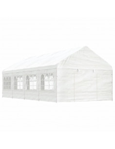 Gazebo con Tetto Bianco 8,92x4,08x3,22 m in Polietilene 2