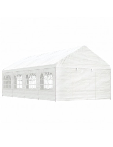 Gazebo con Tetto Bianco 8,92x4,08x3,22 m in Polietilene