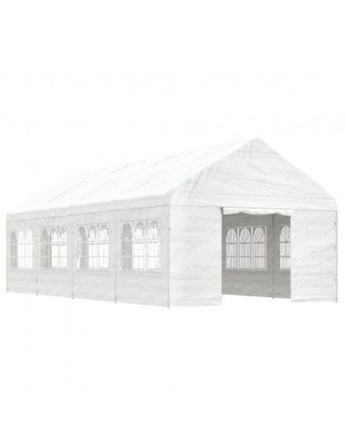 Gazebo con Tetto Bianco 8,92x4,08x3,22 m in Polietilene