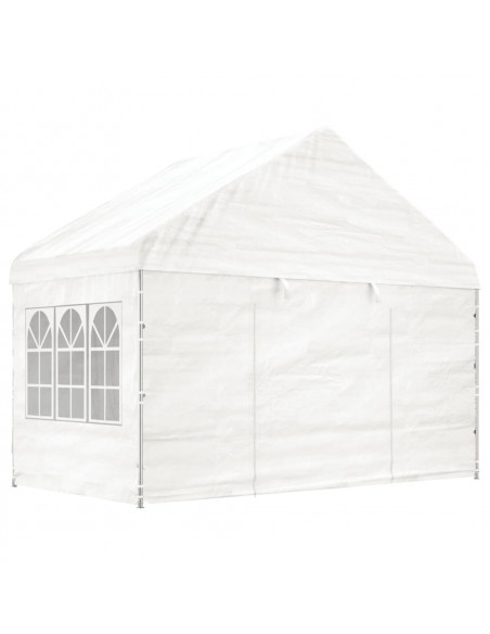 Gazebo con Tetto Bianco 8,92x4,08x3,22 m in Polietilene