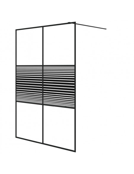 Parete Doccia Walk in Nero 140x195 cm Vetro Trasparente ESG