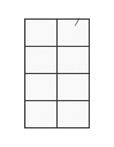 Parete per Doccia Walk-in Vetro Trasparente ESG 100x195cm Nera