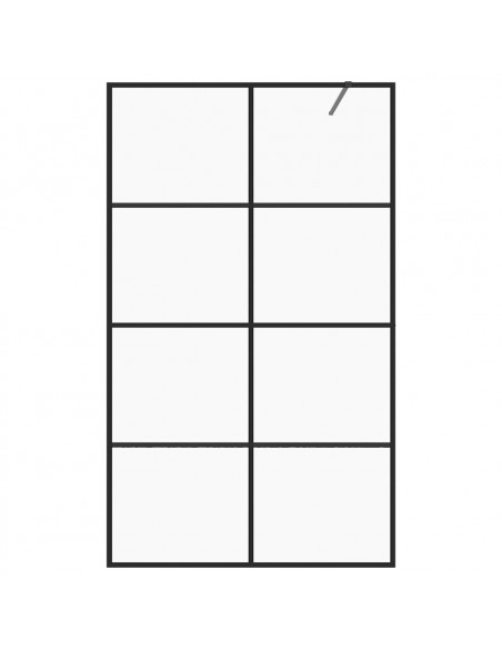 Parete per Doccia Walk-in Vetro Trasparente ESG 100x195cm Nera