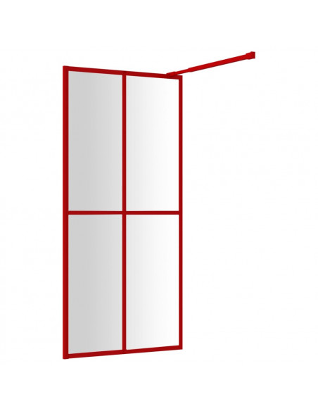 Parete per Doccia Walk-in Vetro Trasparente ESG 80x195 cm Rossa