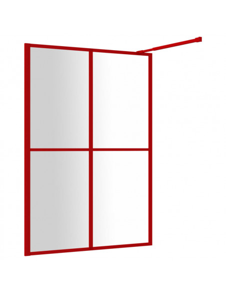 Parete per Doccia Walk-in Vetro Trasparente ESG 140x195cm Rossa