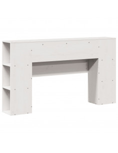 Testiera con Ripiani Bianca 135 cm in Legno Massello di Pino