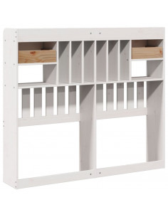 Testiera con Ripiani Bianca 135 cm in Legno Massello di Pino