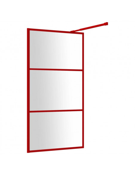 Parete per Doccia Walk-in Vetro Trasparente ESG 115x195cm Rossa